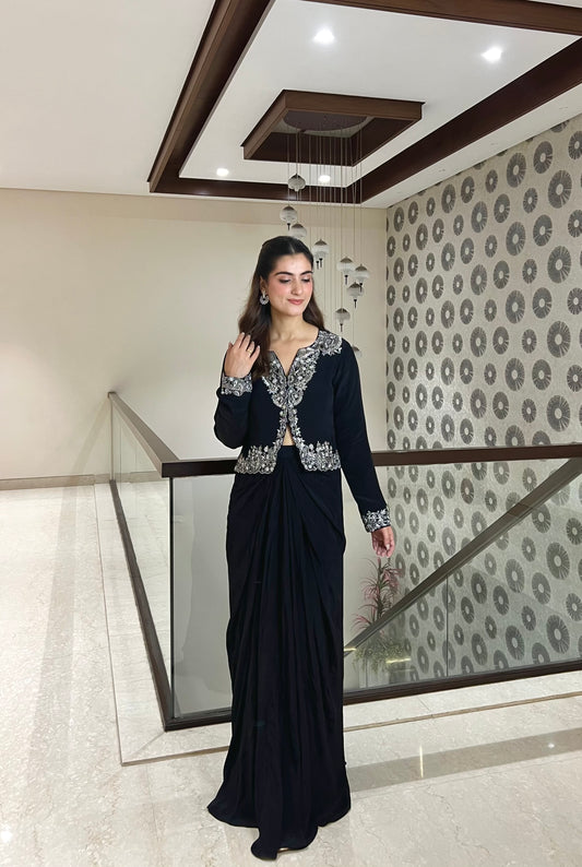 BLACK EMBROIDERED CO-ORD