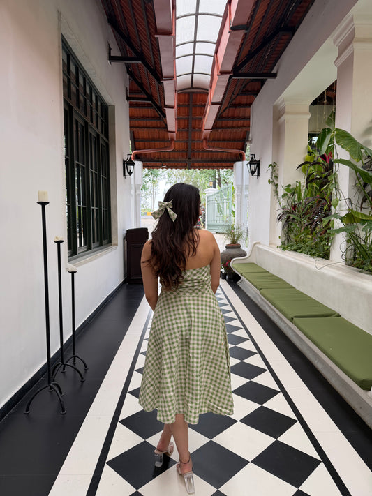 Green Check Beauty With Bow