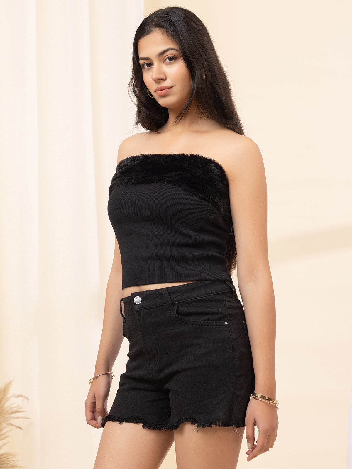 Black Rib-Knit Tube Top