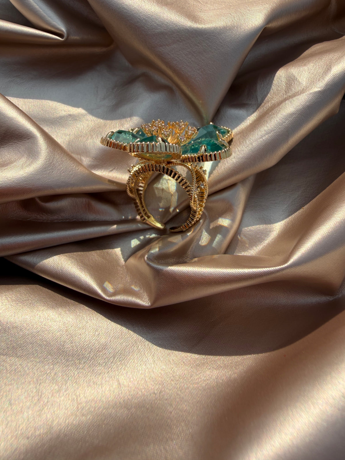 Women Gold Statement Flower Ring