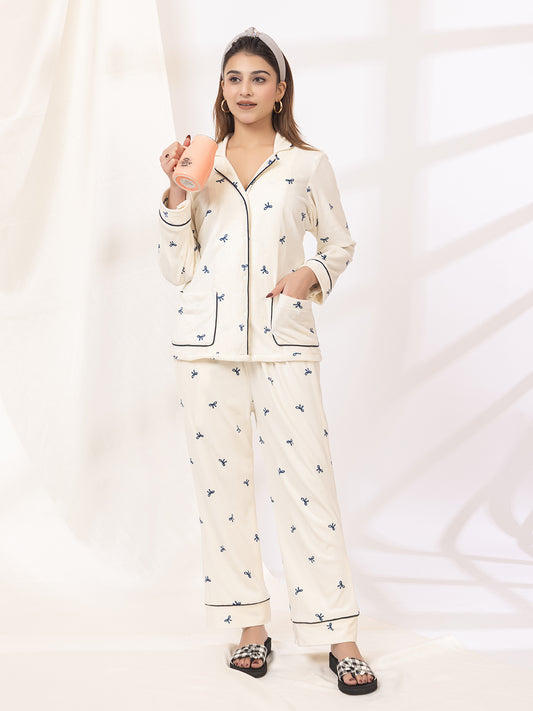Moon Kiss Bow Night Suit