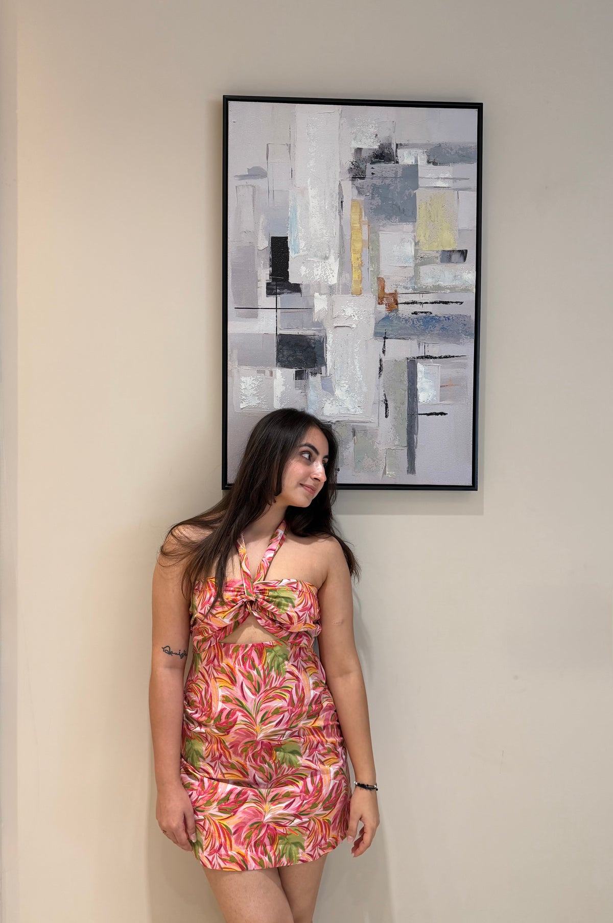 PINK PALM DRESS