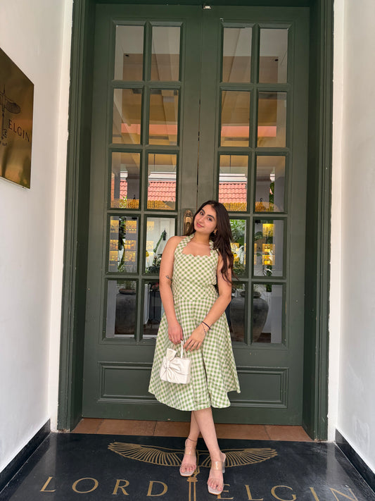 Green Check Beauty With Bow