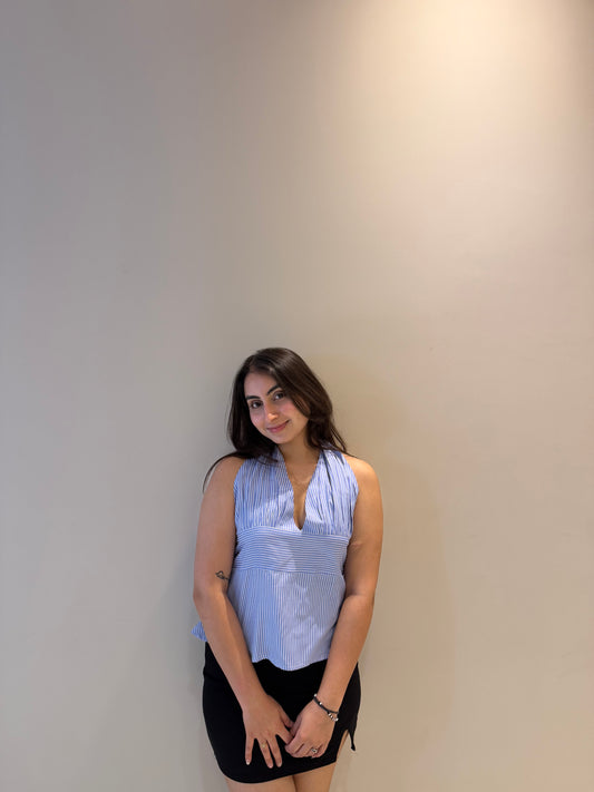 SKYLINE STRIPE HALTER TOP