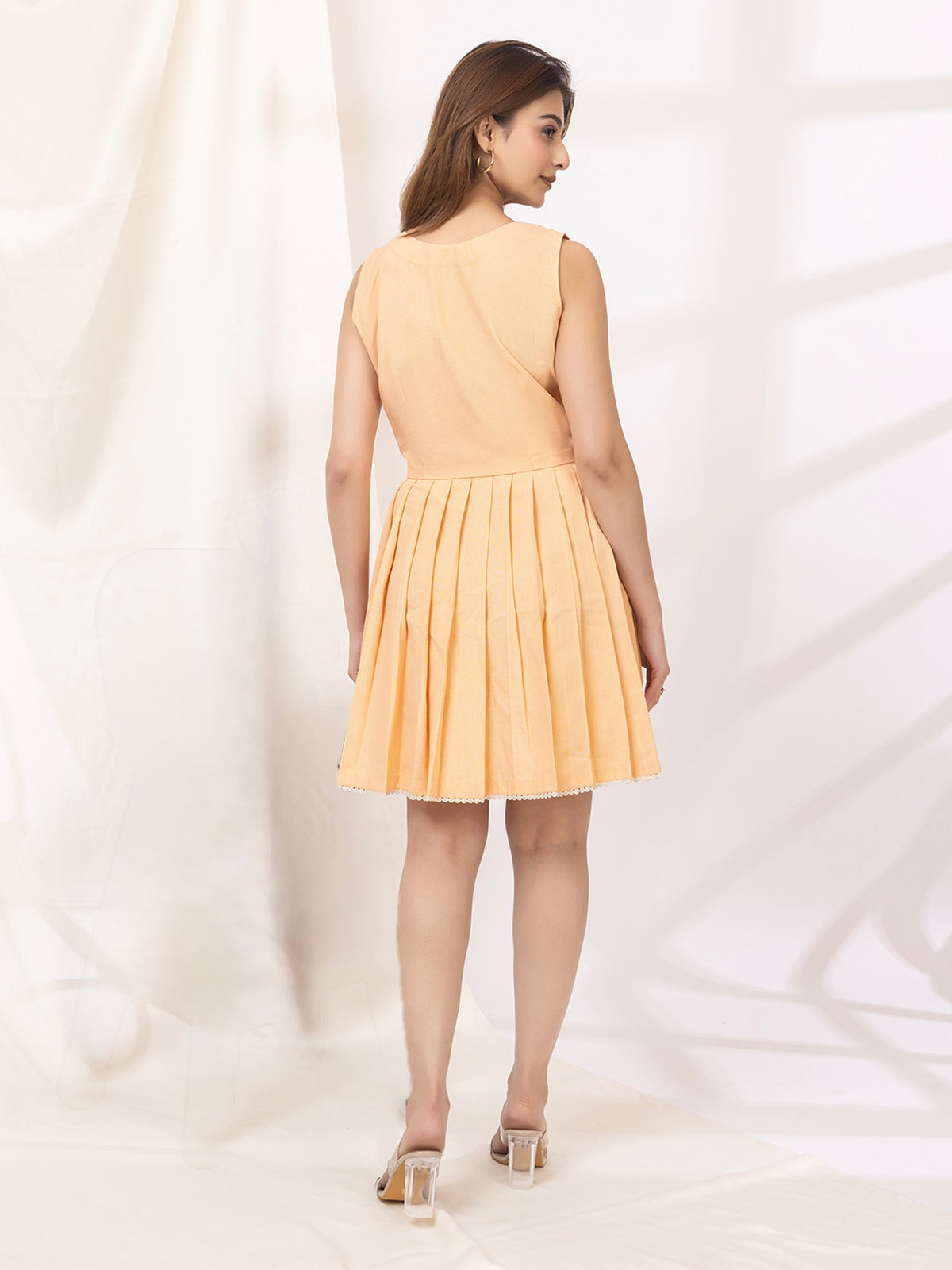V- Neck Waist Coat With Flare Skirt