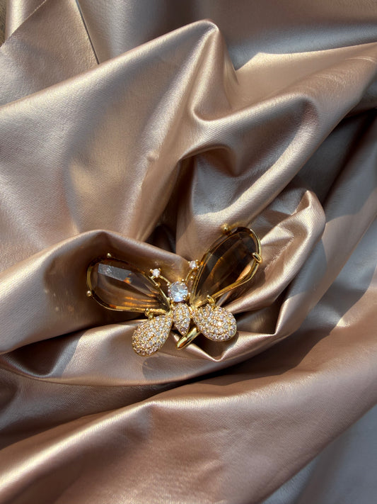 Gold Tone Butterfly Design Party Ring