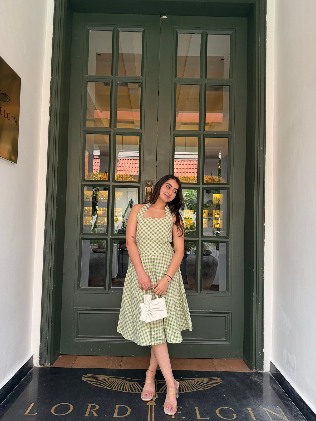 Green Check Beauty With Bow