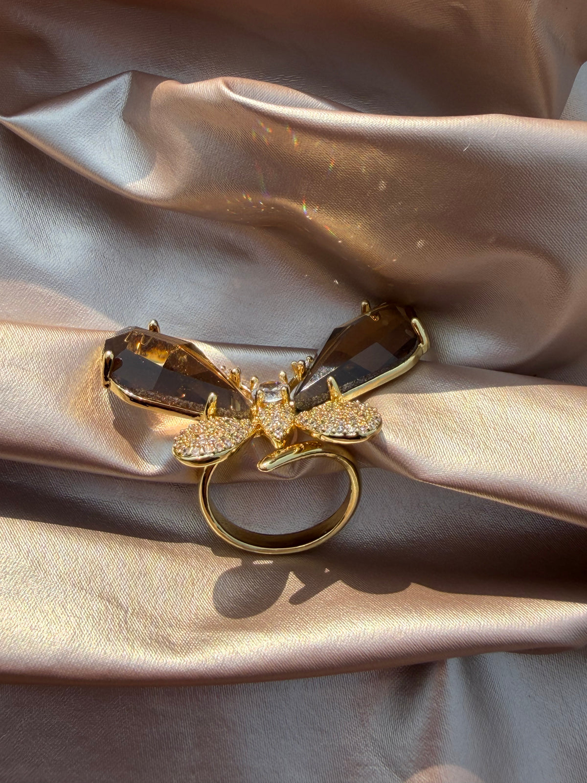 Gold Tone Butterfly Design Party Ring